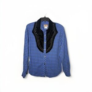 Roper‎ Vintage Western Shirt Size S Velvet Rodeo Bull Embroidery Cowgirl Studded